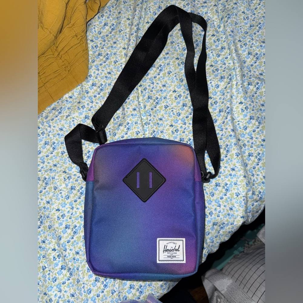 Herschel Supply Company Purple to Blue Gradient Crossbody Bag with Black Strap